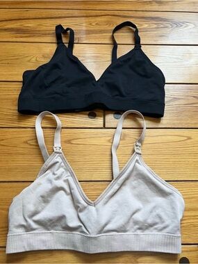 Women’s Seamless Nursing Bralette - Black & Beige